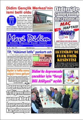 Mavi Didim Gazetesi - 25.06.2022 Manşeti